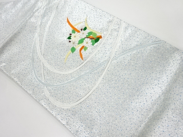 JAPANESE NAGOYA OBI / EMBROIDERY / FLORAL PLANTS